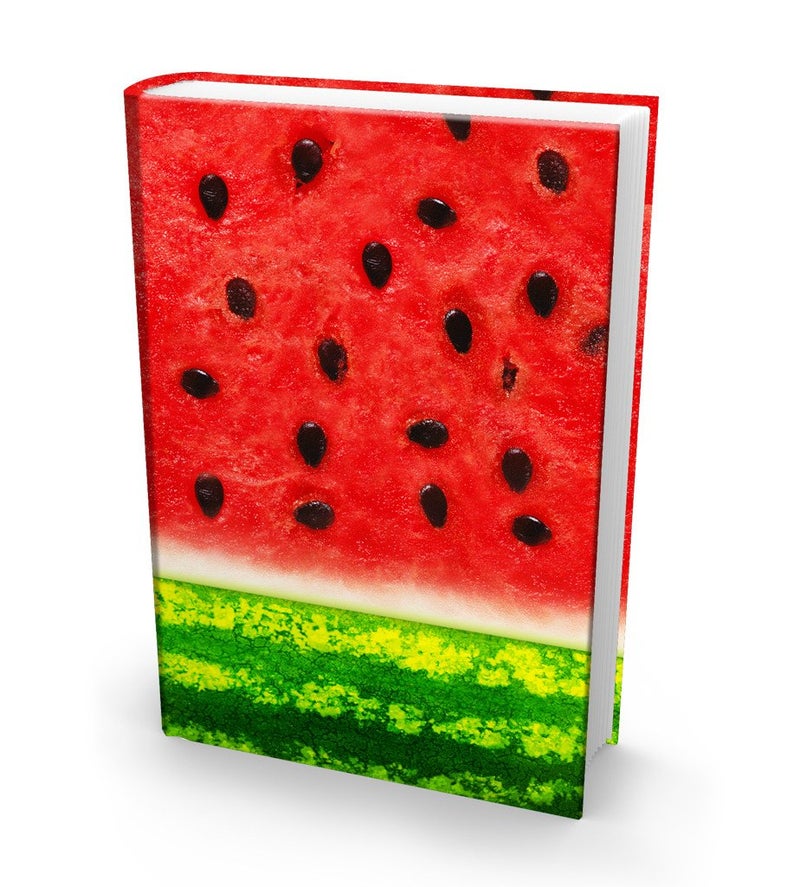 Book Sox Stretchable Book Cover: Jumbo Watermelon Print. Fits Most Hardcover Textbooks up to 9 x 11. Adhesive-Free, Nylon Fabric School Book Protector. Easy to Put On. Washable & Reusable Jacket. - Image 1